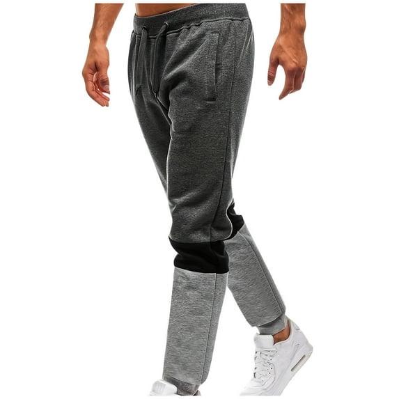 Generic Mens Stacked Sweatpants Workout Joggers Gym Tapered Trousers Athletic Pants Casual Splicing Drawstring Sweatpants