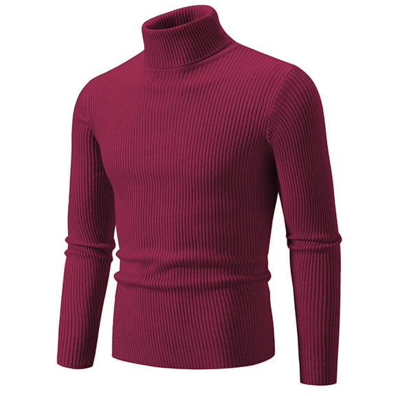 Generic Mens Stand Collar Sweater Long Sleeve Solid Color Knitted Sweaters Casual Basic Soft Thermal Pullover
