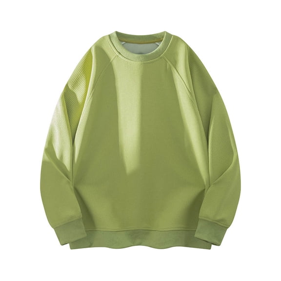 Generic Mens Sweatshirts Long Sleeve Crewneck Pullover Sweater Solid Color Fall Winter Lightweight Breathable Baggy Sweater