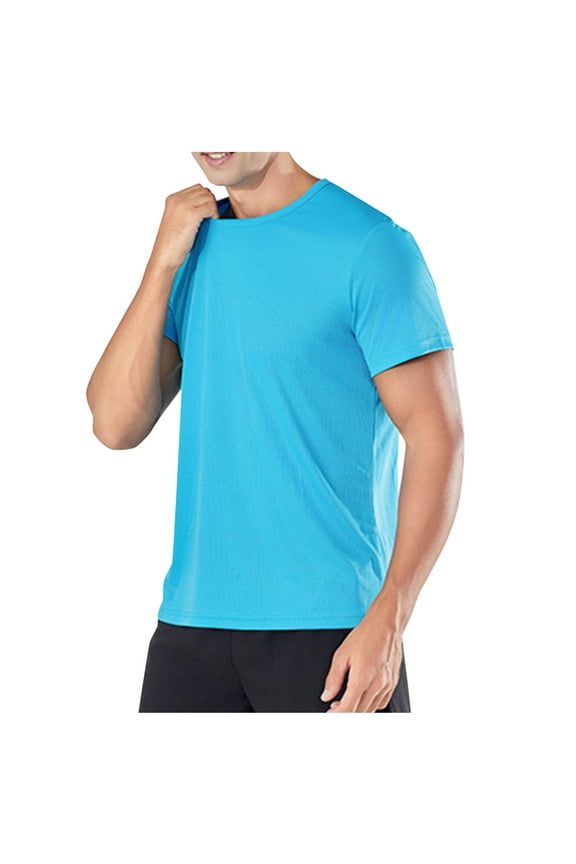 Mens T-Shirts Short Sleeve UPF 50+ Lightweight Moisture Wicking Cooling Casual Crew Neck Basic Tee Shirts
