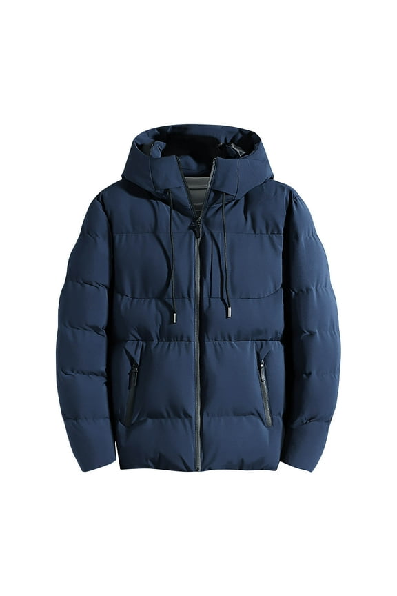 Mens Thicken Cotton Hooded Coat Big and Tall Winter Waterprpoof Puffer Windproof Hood Down Quilted Parka Jacket