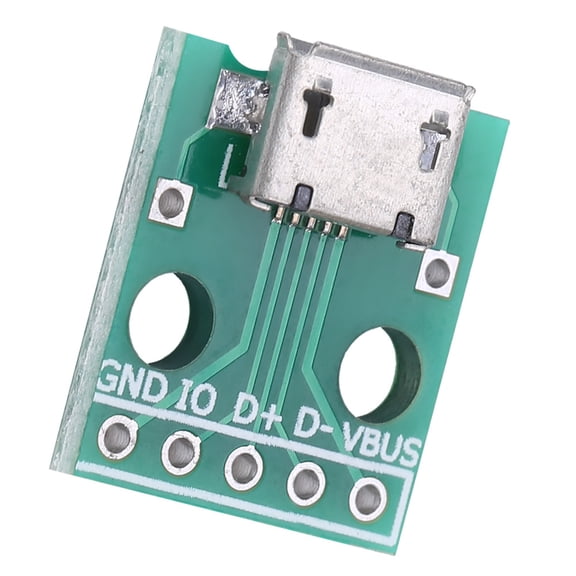 Generic Micro USB Female Socket to DIP Adapter Board, 10 Pack, 5 Pin 2.54mm Pitch