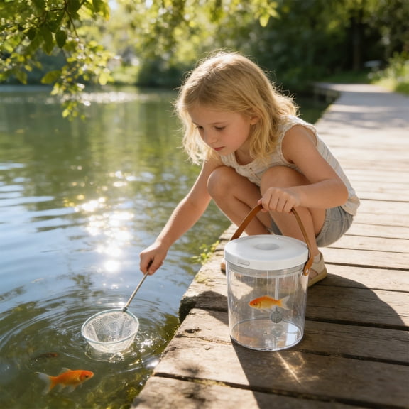 Generic Mini Fish Bowl Fish Aquarium, and Quiet Circulation Tank, Compact Fishing Bowls, for Kids, Bait Storage, Indoor Outdoor Reptile Habitat Sensory Play