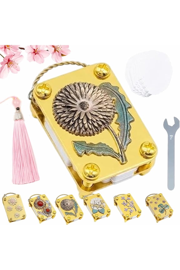 Mini Flower Press Keychain, with Full Micro Flower Press Kit, Handcrafted Gold Metal Miniature Flower Preserving Tool, with Secure Straps for Hikes, DIY Crafts Gift for Plant Lovers (#03)