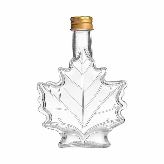 Generic Mini Maple Leaf Shape Glass Syrup Bottles, 250ml, , Nature Themed, Reusable, Decorative, Storage, Crafting