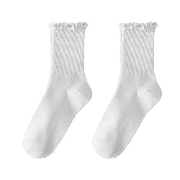 Generic Modern Fashion Mid-Calf Socks For Women, Women'S Short Socks Ruffle Edge Socks Ruffle Edge Ladies Socks Soft Breathable Stylish Mid Tube Socks For Women