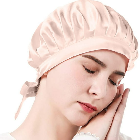 Generic Mulberry Silk Bonnet for Sleeping Silk Hair Bonnet for Curly &Long Hair Women Adjustable Elastic at The Back