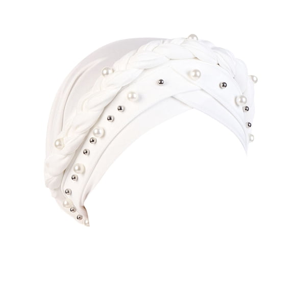 Generic Muslim Turban Pre-Tied Twisted Braid Hair Cover Wrap Hat African Beanie Headwraps for Black Women Women's Soft Monochrome Single Braid Hat Pin Baotou Hat