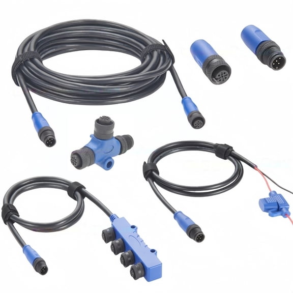 Generic NMEA 2000 N2K Starter Kit Marine Grade Backbone Drop Cable 4 Port T-Splitter Cable Terminators Power Cable for Lowrance Simrad