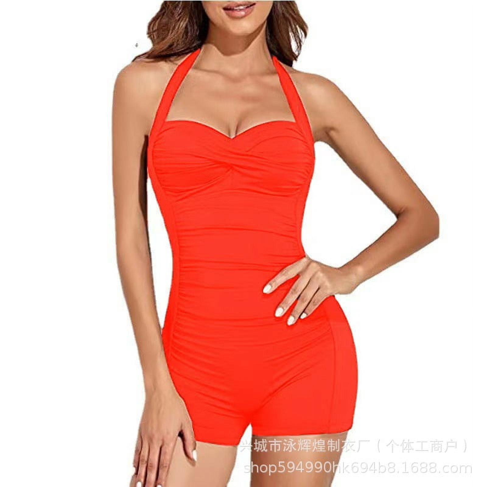 Women's One-piece Swimsuit Female Covering Belly Thin Solid Color Bikini