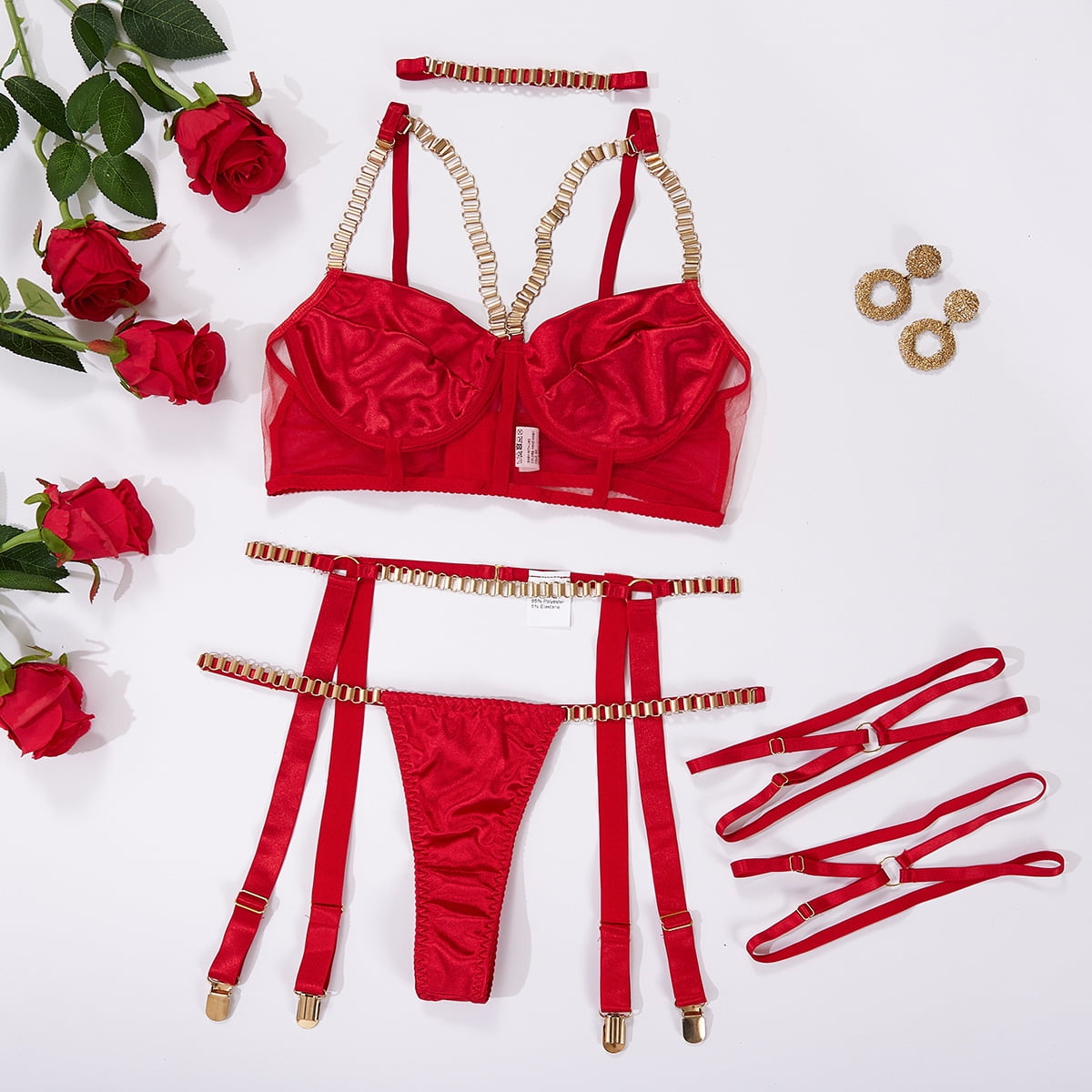 Sexy Mesh See-Through Back Zipper Sexy Lingerie Set