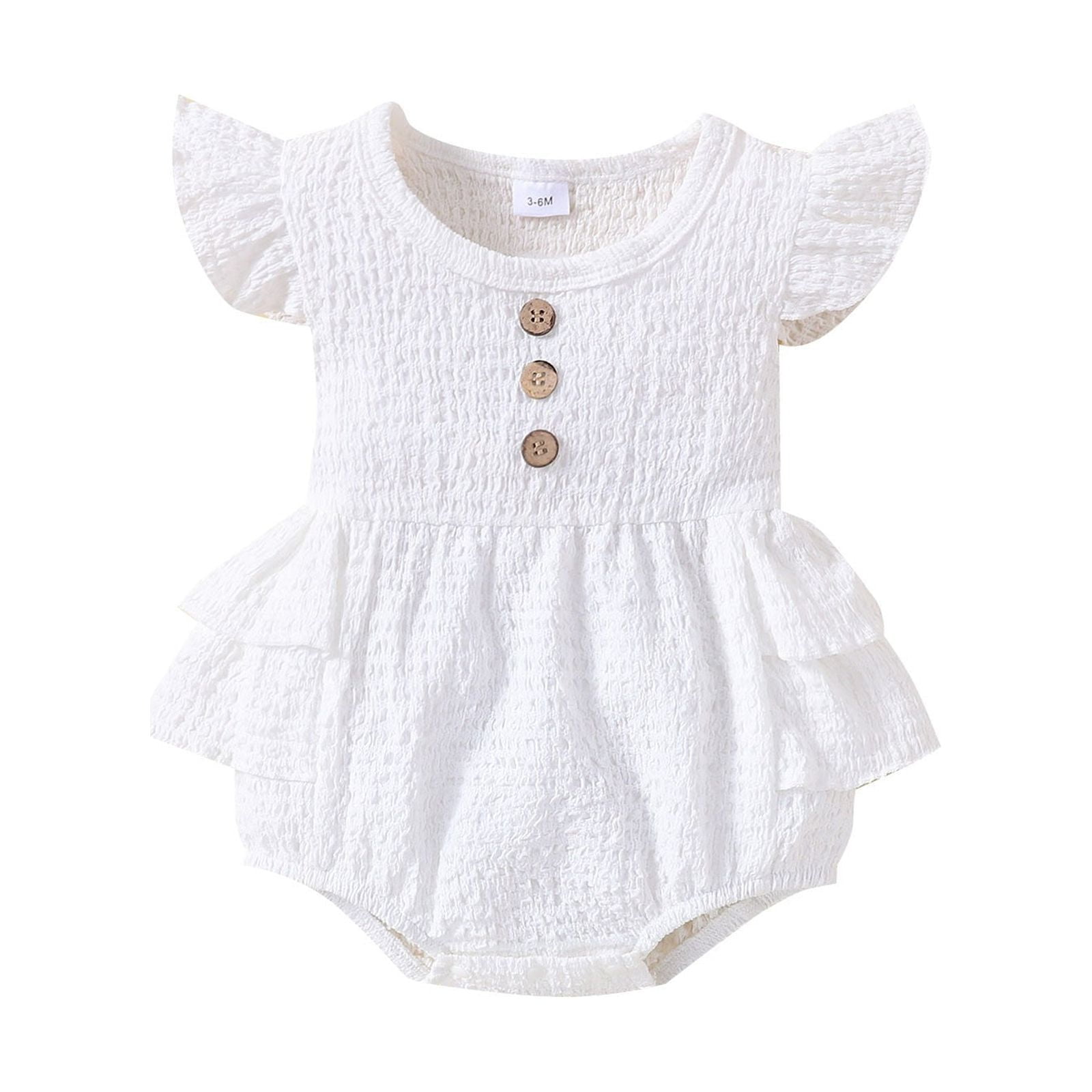 Generic Newborn Baby Girls Ruffle Sleeveless Romper Solid Color