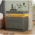 thumbnail image 1 of Generic Nightstand LED Bedside Table LED Cabinet LED Lights Modern End Side Table with 2 Drawers for Bedroom (Light Grey), 13D x 19W x 20H in, (JCF02), 1 of 12