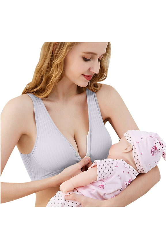 Nursing Sleep Bras for Breastfeeding Women Button Front Maternity Comfy Bralette