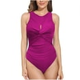 thumbnail image 1 of Generic One Piece Swimsuit for Women Stretch Slim Tummy Control Bathing Suit Twist Front Cutout Modest Swimwear, 1 of 3