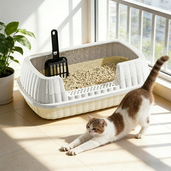Generic Open Top Cat Litter Box Pet Litter Tray Cat Sandbox Pet Supplies High Sides Cat Toilet Kitten Potty Toilet for Bunny