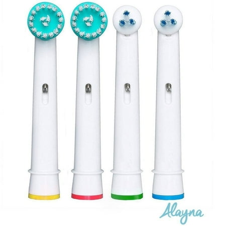 Alayna Replacement Brush Heads Compatible with Oral B Electric Toothbrush -2 Ortho and 2 Powertips