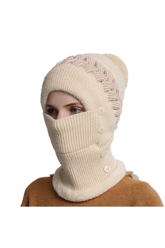 Generic Outdoor Face Bib Hat Cold Proof Cold Proof Women Warm Ski Winter Integrated Headgear Hood Cap Riding Hats Women'S Stylish Knit Headband Hat Cute Winter Animal Ear Beanie For Women