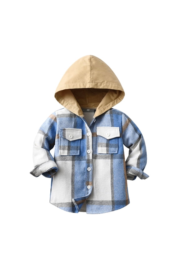 Outwear Long Sleeve Hooded Plaid Jacket Toddler Kids Boys Girls Breathable Comfortable Autumn Winter Clothes for Indoor Outdoor(3-4 Years Purple)