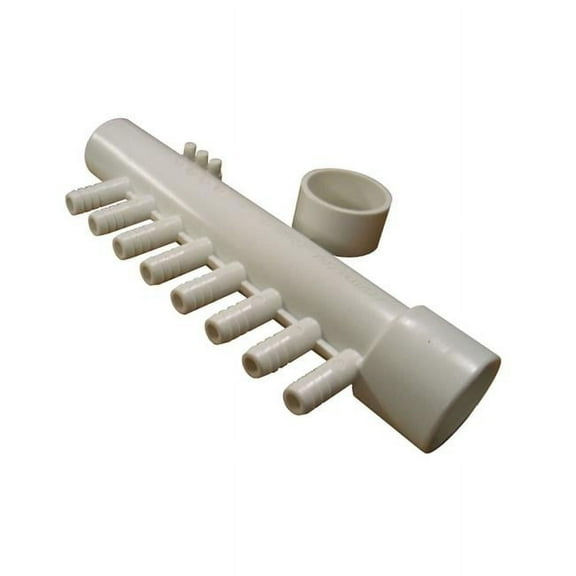 Generic 8PSM1XSP PVC Gentekk Manifold for Ribbed Barb Ports with 2 Plugs - 1 in. Slip x 1 in. Spigot x 4.375 in.