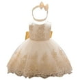 thumbnail image 1 of Generic Pageant Dresses for Toddler Girls Baby Bow Tie Puffy Lace Princess Wedding Gown Dresses for Party Evening Formal Dance Gowns (18-24 Months,Beige), 1 of 9