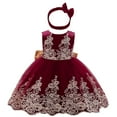 thumbnail image 1 of Generic Pageant Dresses for Toddler Girls Baby Bow Tie Puffy Lace Princess Wedding Gown Dresses for Party Evening Formal Dance Gowns (18-24 Months,Wine), 1 of 9