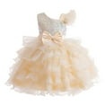 thumbnail image 1 of Generic Pageant Dresses for Girls Sequins Bow Cake Puffy Dinner Performance Gown Wedding Dress for Party Evening Formal Dance Gowns (3-4 Years,Beige), 1 of 7