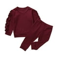 thumbnail image 1 of Generic Pajamas for Boy Girl Set Comfortable Toddler Kids Baby Girls Long Sleeve Solid Frill Tops Solid Pants Pajamas Outfits sleepies pajamas set for family, 1 of 4