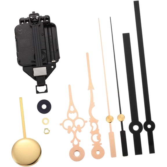 Generic Pendulum Clock Movement Kit Replacement 11.7mm Thread Length Accessory Pendulum Wall Clock Mechanism Repair, Gold Hands