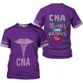 thumbnail image 1 of Generic Personalized Nurse Shirt, RN, CNA, Unisex-Adults, Short Sleeve, T-Shirt, 3D All-Over Print, Bl4, 5X-Large (Purple, M), 1 of 8