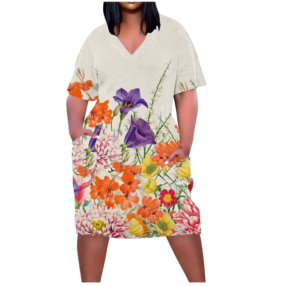 Generic Plus Size Dresses for Women Casual Crewneck Short Sleeve Lace Patchwork DressBodycon Midi Formal Pencil Dresses