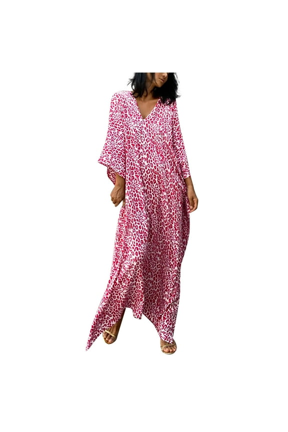 Plus Size Kaftan Dresses For Women Maxi Swimsuit Coverup Bathing Suit Caftans Long Cover Up Rayon Swimwear