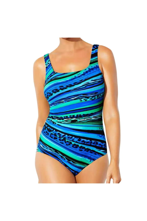 Plus Size Swimsuit for Women Tie Dye Fashion Padded Bikini Swimsuit Athletic Training Swimwear Bathing Suits