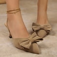 thumbnail image 1 of Generic Pointed Bow Slingback Pumps for Women, Faux Suede Kitten Heels with Adjustable Strap for Office and Party Wear, 1 of 7