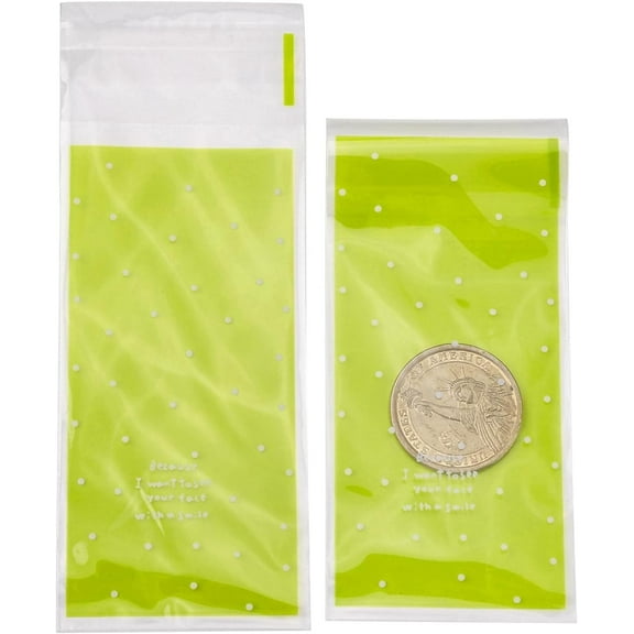 Generic Polka Dot Lime Green Plastic Celloane Gift Wrap Bags 13x5cm 96-100pcs Anniversary Occasion