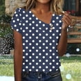 thumbnail image 1 of Generic Polka Dot Shirts for Women Irregular V Neck Casual Short Sleeve Tunic Tshirt Summer Cute Beach Vacation Blouse Tees, 1 of 6