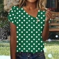 thumbnail image 1 of Generic Polka Dot Shirts for Women Irregular V Neck Casual Short Sleeve Tunic Tshirt Summer Cute Beach Vacation Blouse Tees, 1 of 6