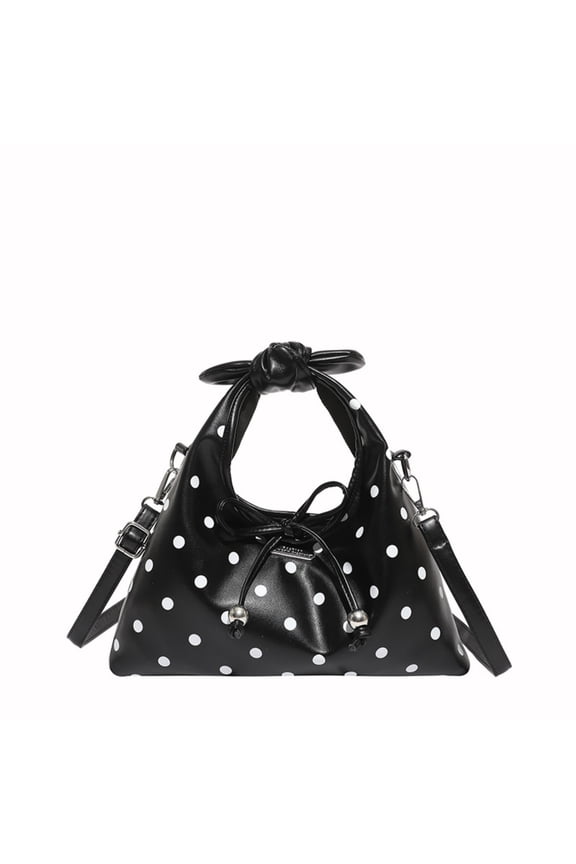 Generic Polka Dot Tote Bag for Women 2026 Lightweight Crossbody Purse 2-in-1 Handheld Shoulder Bag Black