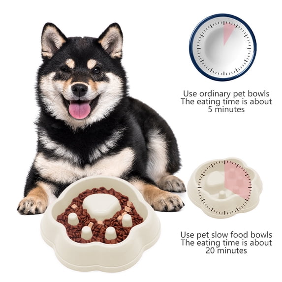 Generic Portable Slow Feeder Bowl for Dogs, Cute Dog Paw-Shaped Slow-Feeding Bowl, Interactive Anti-Choking Plastic Pet Bowl with Non-Slip Base