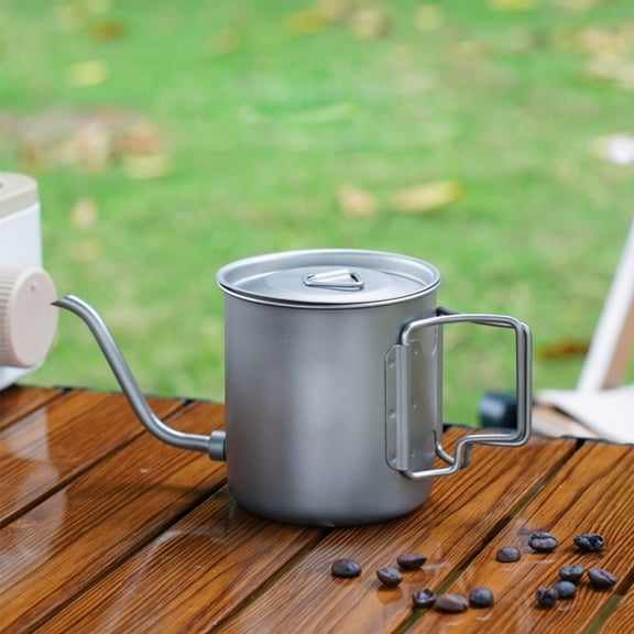 Generic Pour Over Kettle Gooseneck Coffee Kettle Ti Folding Handle Water Kettle With Lid And Beer Cup