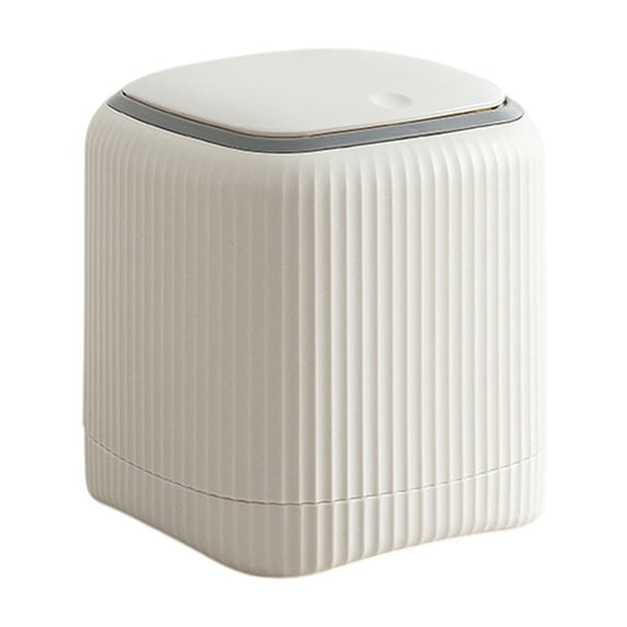 Generic Press Top Trash Can Plastic Garbage Bin Wastebasket for Bathroom White