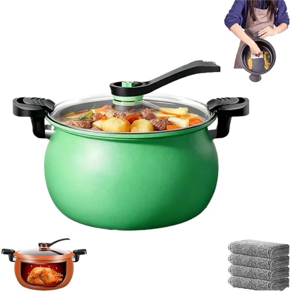 Generic Pressure Cooker, 8QT Non-Stick Micro Pressure Cooker | Family-Size Fast Cooking Pot, Compatible with Gas/Induction/Electric Stovetops, for Soups Stews Family Meals. (Green)