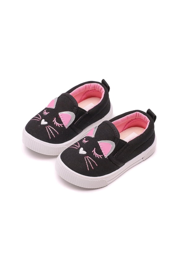 Princess Shoes for Girls Toddler Kids Cute Cat Loafer Slip on Casual Tennis Canvas Sneakers Baby Walking Shoes