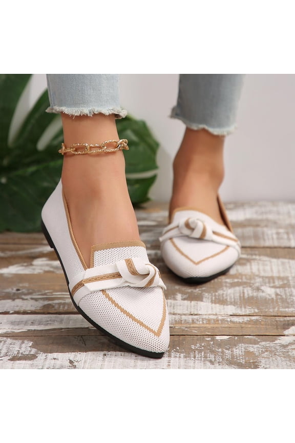 Breathable Printed Ballet Flats for Women, Pointed Toe Slip-On Shoes with Cushioned Insole and Flexible Sole for Comfort