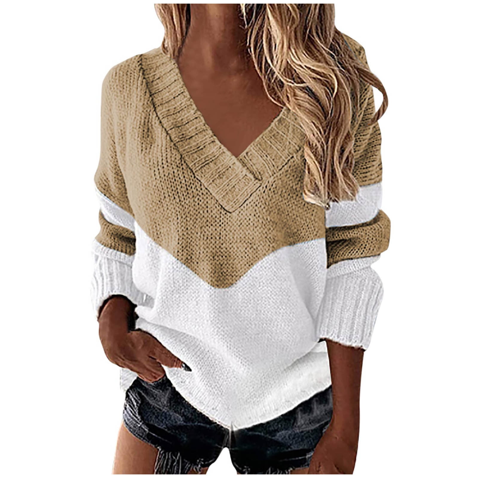 Generic Pullover Sweaters for Women 2026 Trendy V Neck Long Sleeve ...