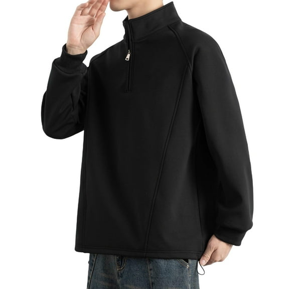 Generic Quarter Zip Fleece Pullover Sweatshirt for Men Long Sleeve Warm Winter Thermal Sweater Casual Fishing Shirts