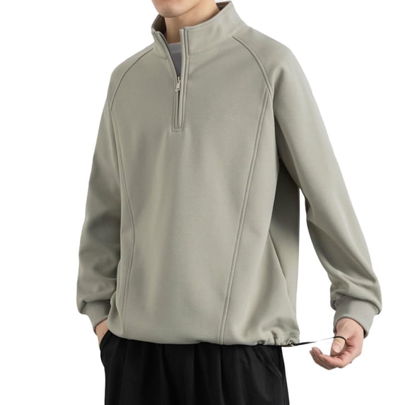 Generic Quarter Zip Fleece Pullover Sweatshirt for Men Long Sleeve Warm Winter Thermal Sweater Casual Fishing Shirts