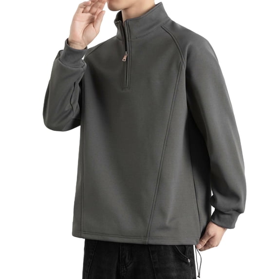 Generic Quarter Zip Fleece Pullover Sweatshirt for Men Long Sleeve Warm Winter Thermal Sweater Casual Fishing Shirts