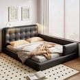 thumbnail image 1 of Generic Queen Size Upholstered Platform Bed with 2 Reading Lights, Black, 1 of 9