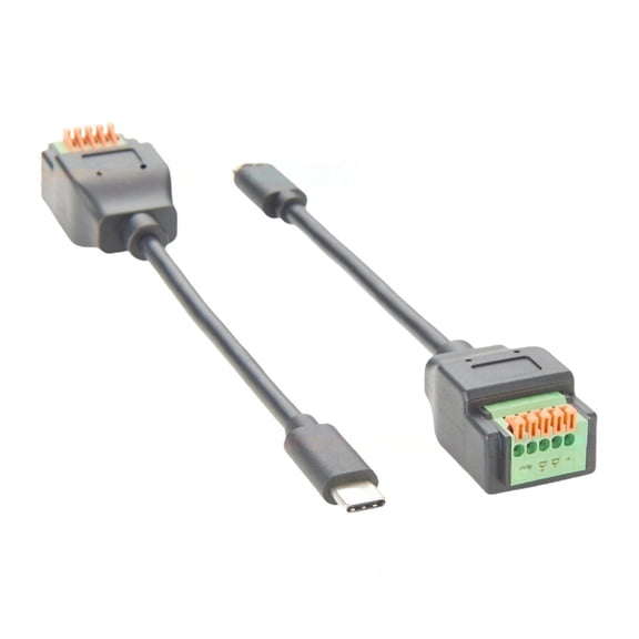 Generic Quick Connect USB 3.1 C to 5 Pin Spring Crimp Terminal Block Cable Type C Solderless Screwless Push Terminal Breakout Board